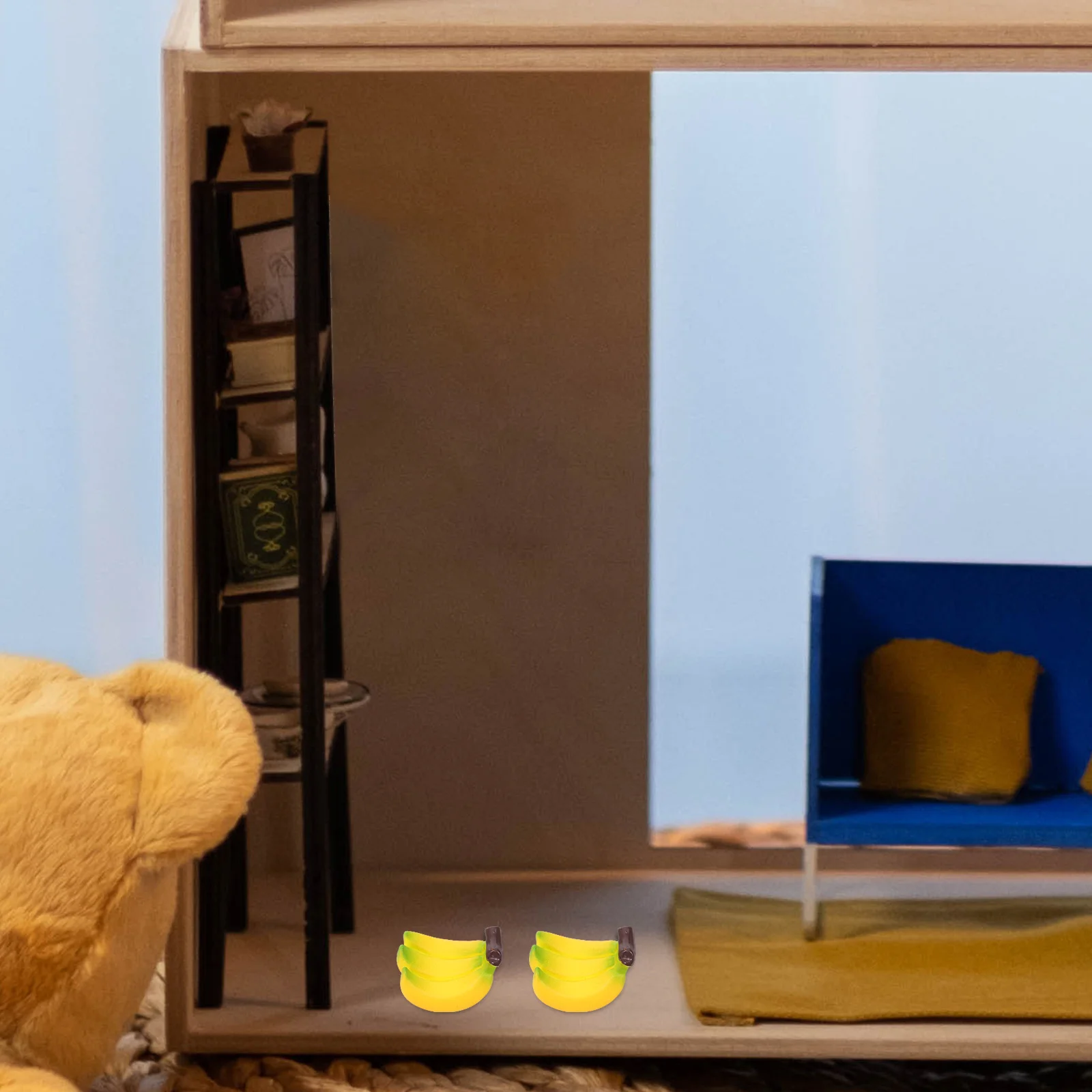 24Pcs Simulation Mini Bananas Yellow Resin Artificial for Dollhouse Decoration Micro Scene Fruit Accessories Faux Food