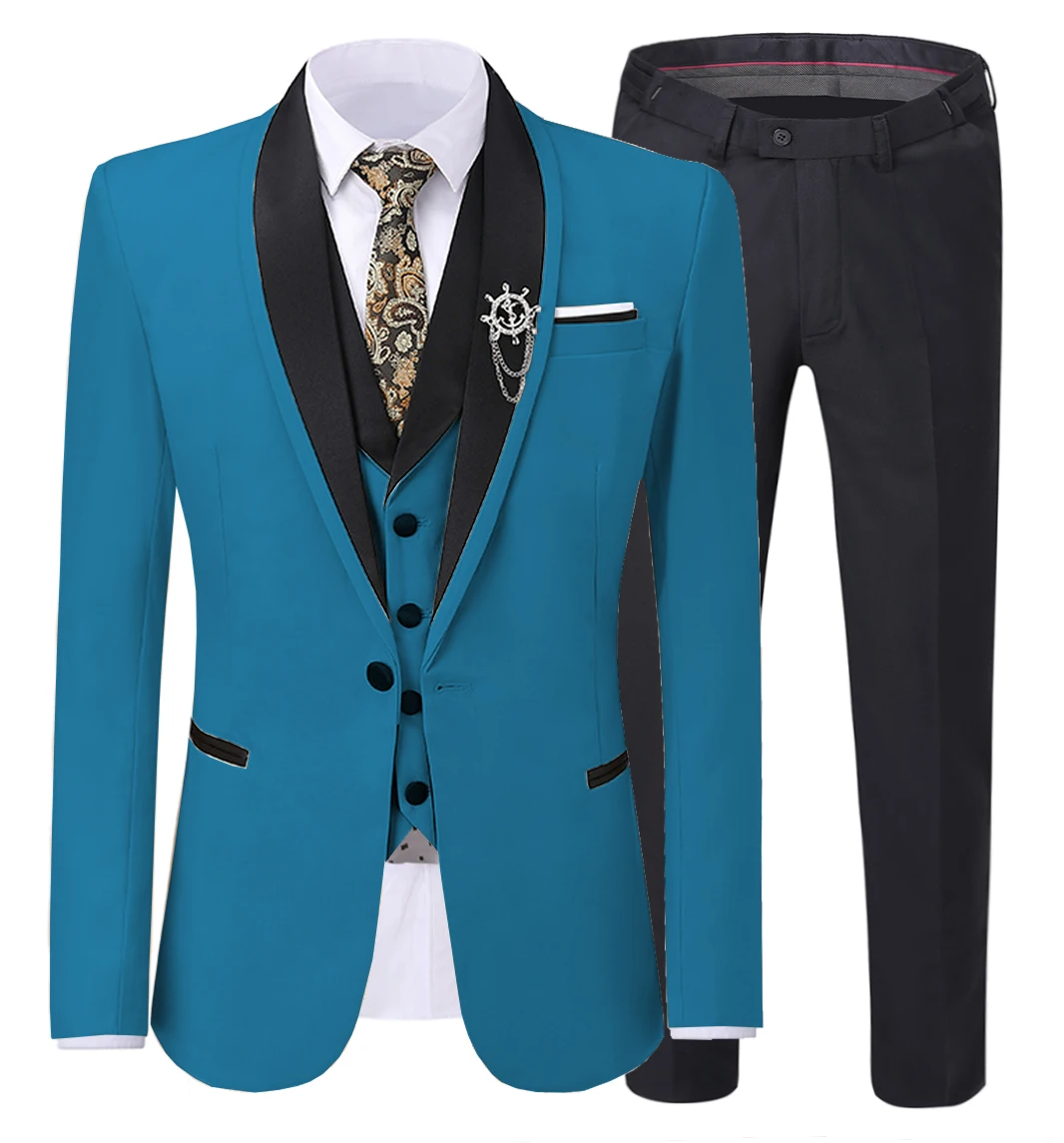 

Groom Wedding Dress Blue Classic Men's Formal Business Suit Three-Piece Set (Blazer + Vest + Pants)