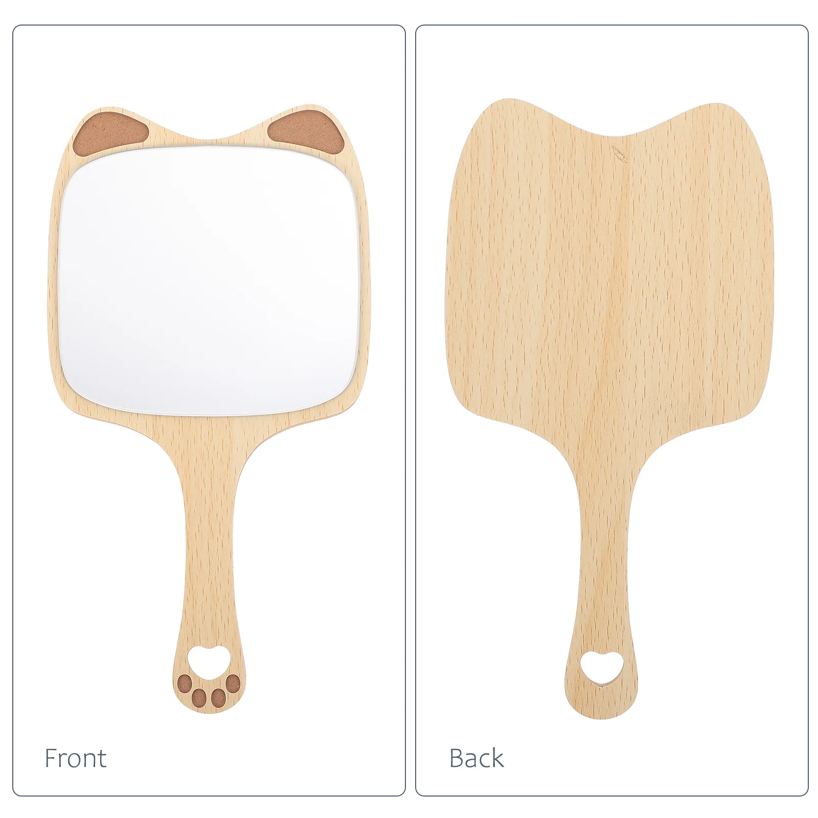 

1Pcs Handheld Makeup Mirror Lovely Wood Handle Durable Cosmetics Mirror Simple Design Clear Surface Practical for Home Use
