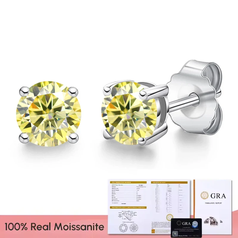 Real 0.1-3CT Test Passed Moissanite Diamond Stud Earrings for Women S925 Silver Platinum Plated Bride Wedding GRA Fine Jewelry image 3