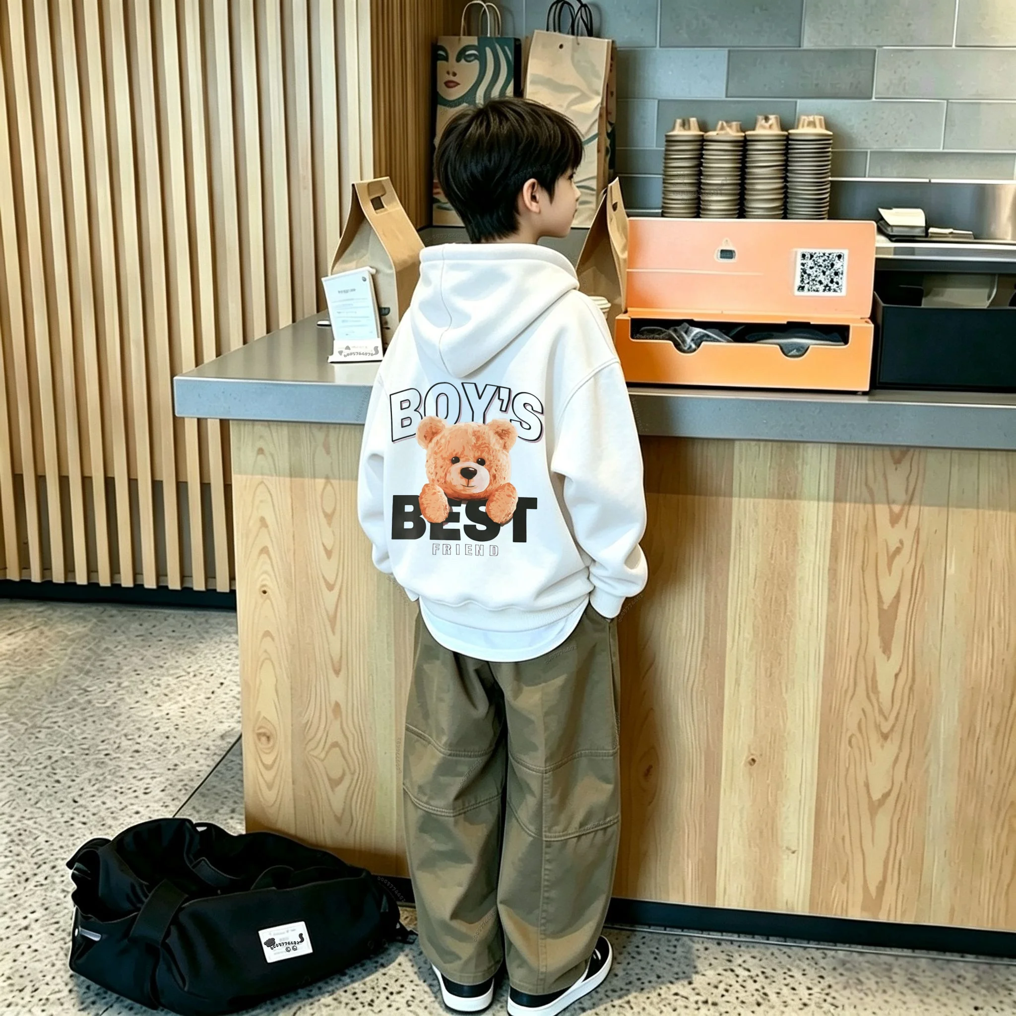 Latest children's hooded sweater. Cute cartoon 