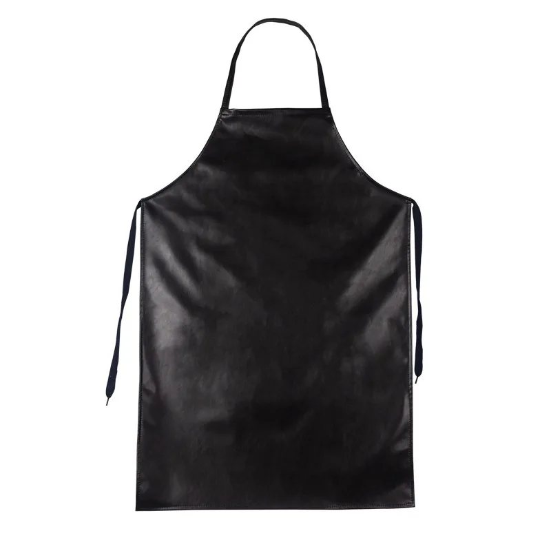 Wear Resistant Extended Waist Adult Work Waterproof Oilproof Black Soft Leather Apron Men Women Kitchen Household Fish Killing