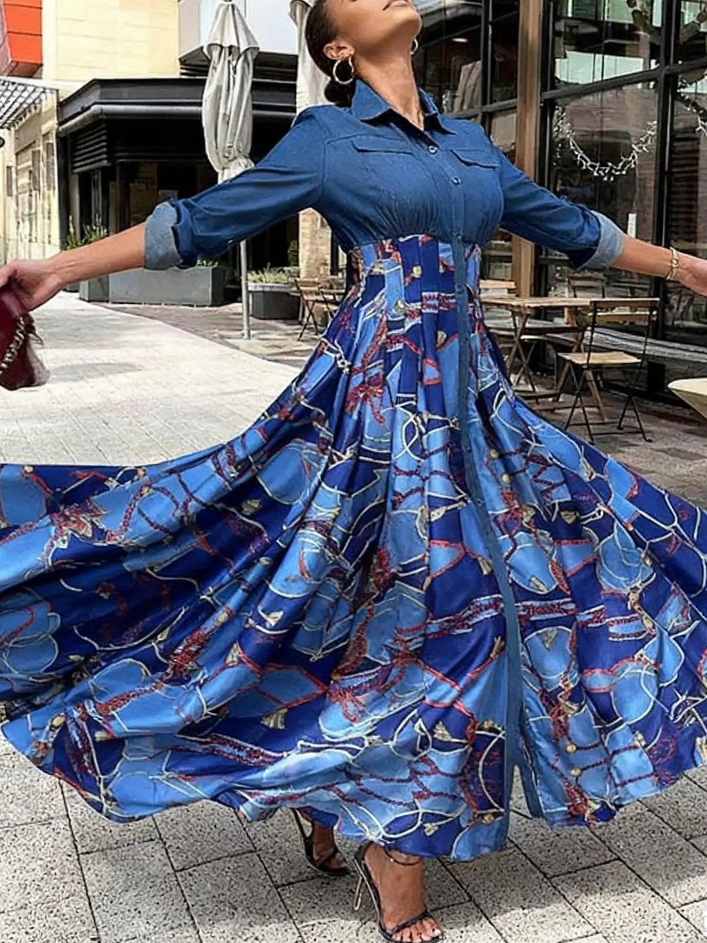 حجم كبير، فستان قميص بأكمام طويلة للربيع والخريف، فستان وصيفة العروس، #2