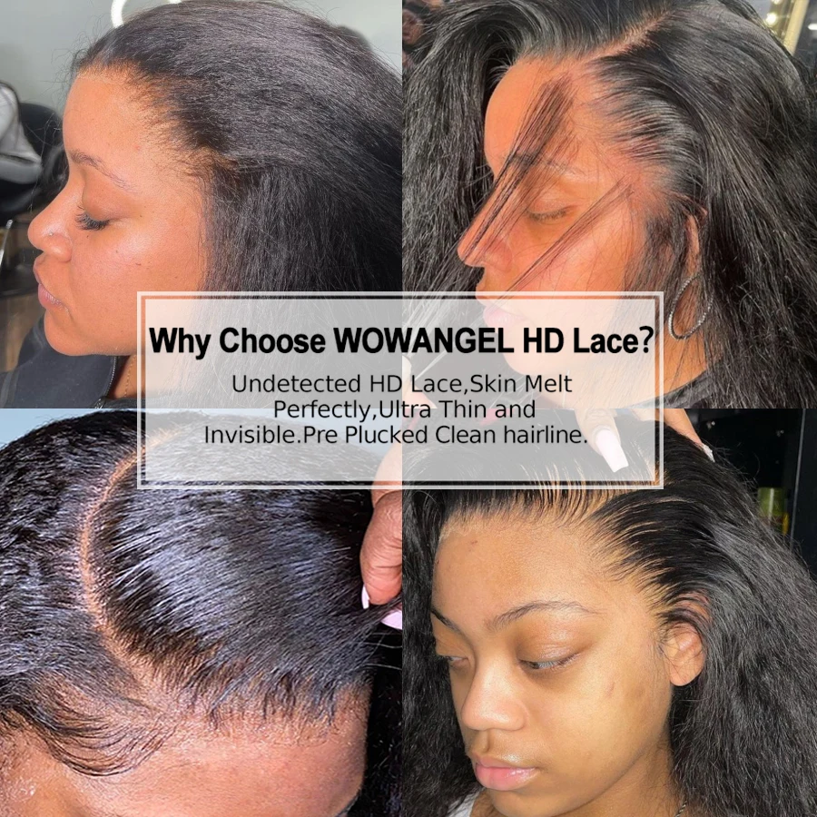 Glueless Wigs Kinky Straight 5x5 HD Lace Closure Wig Yaki Brazilian Hair Natural Scalp HD Lace Front Human Wig 3mins Wear Go Wig