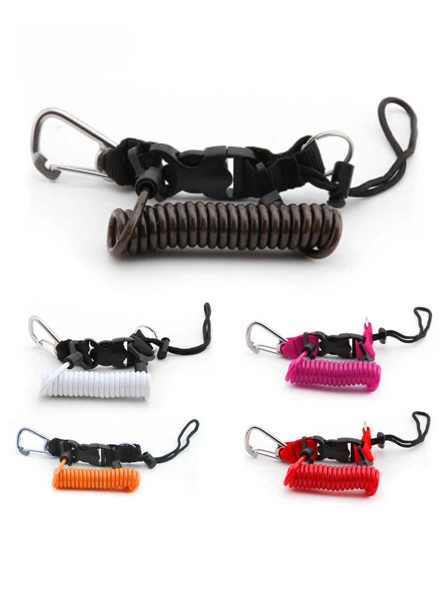 Diving anti loss rope, stainless steel spring rope, flashlight camera safety rope, lost rope, explorer