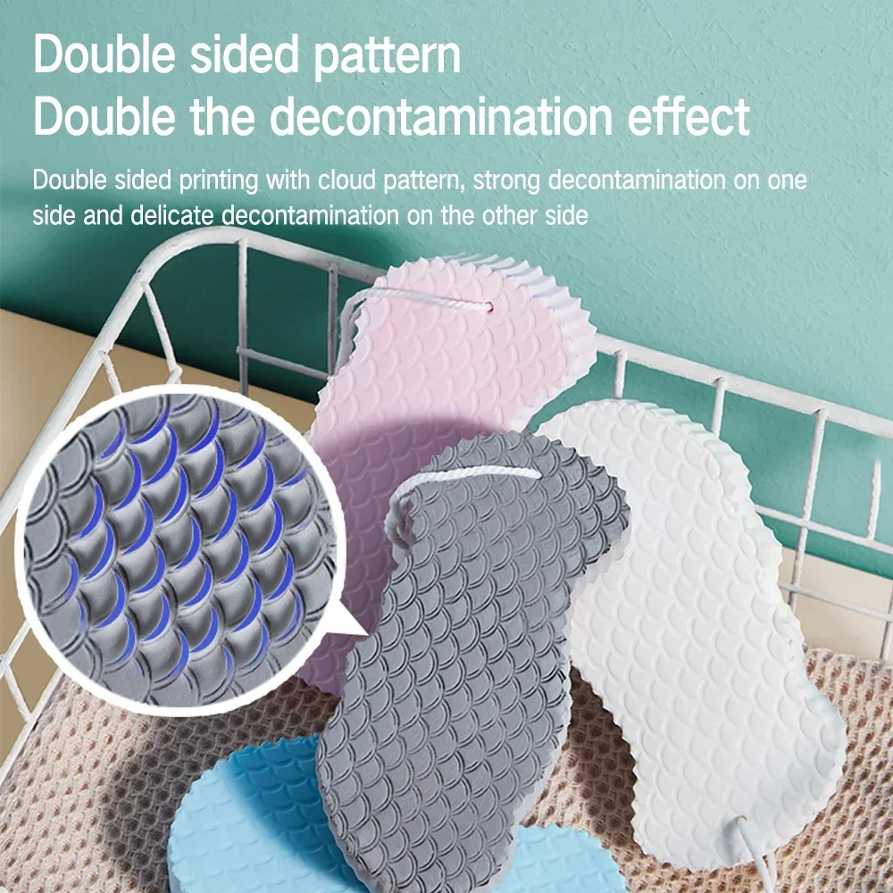 2PCS Exfoliating Shower Sponge Shower Brush Skin Cleanser Fish Scale Shower Scrub Tool Adult Dead Skin Remover Sponge