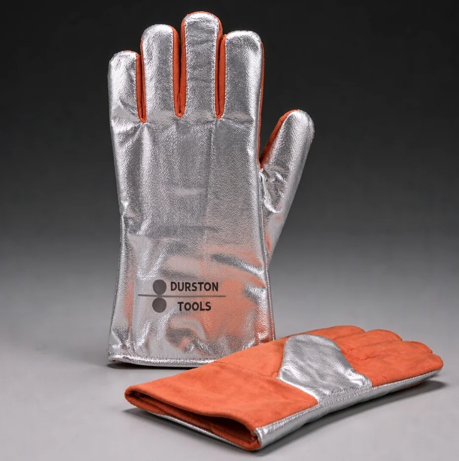 Durston Kevlar Heat Resistant Gloves, Aluminum Foil Back Mitt, 538°C Safety Glove for Jewelry Casting Hot Flask Handling