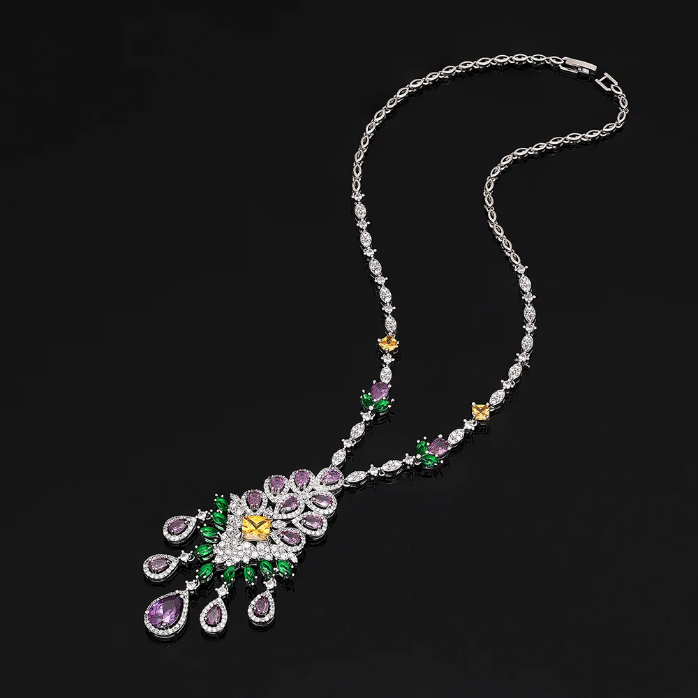 HIBRIDE New Charming Elegant Necklace Earrings Bracelet 4 Piece Jewelry Set Suitable for Nigerian Women Wedding Event Gift S-959