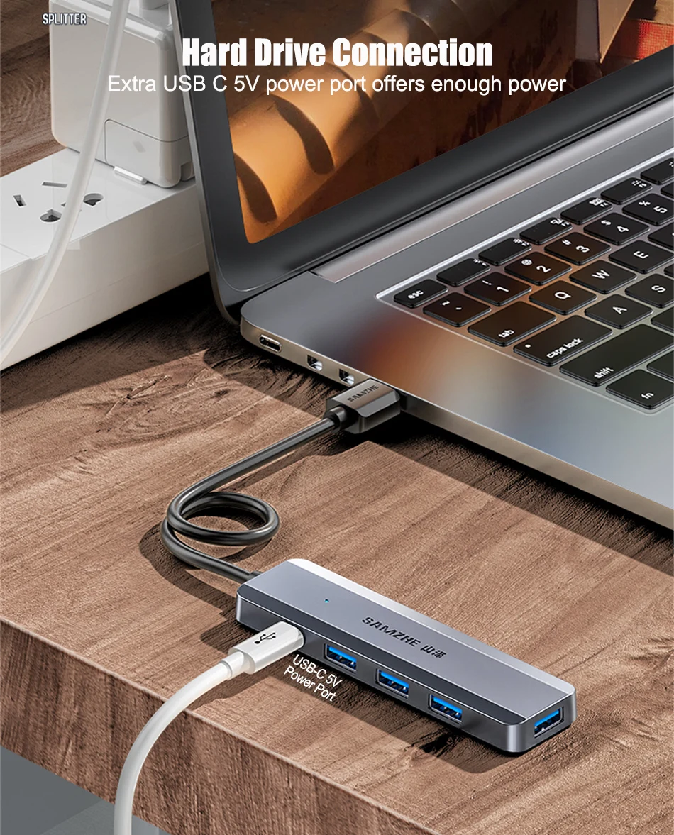 SAMZHE USB C HUB RJ45 PD 100W Adapter USB 3,0 5Gbps HUB USB HUB Für Macbook Air Pro iPad Laptop Desktop PC Adapter – Detail 3
