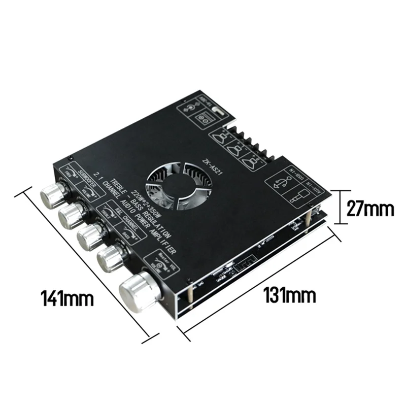 TPA3255 Bluetooth Digital Amplifier Board ZK-AS21 2.1 Channel Portable Practical Multifunctional Amplifier Board