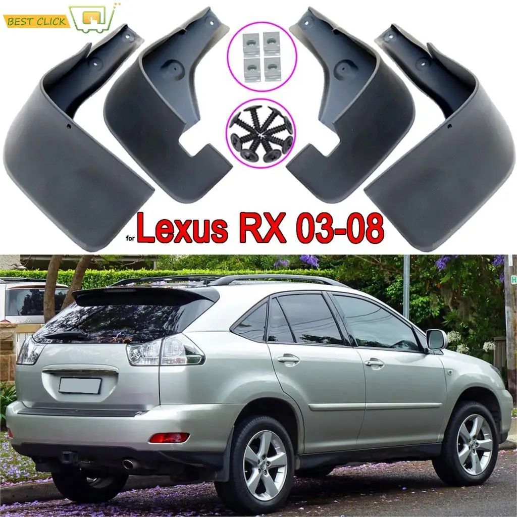 4Pcs Front Rear Car Mud Flaps Splash Guards Mudflaps Fender Mudguards for Lexus Harrier RX300 RX330 RX350 RX400h XU30 2003-2008