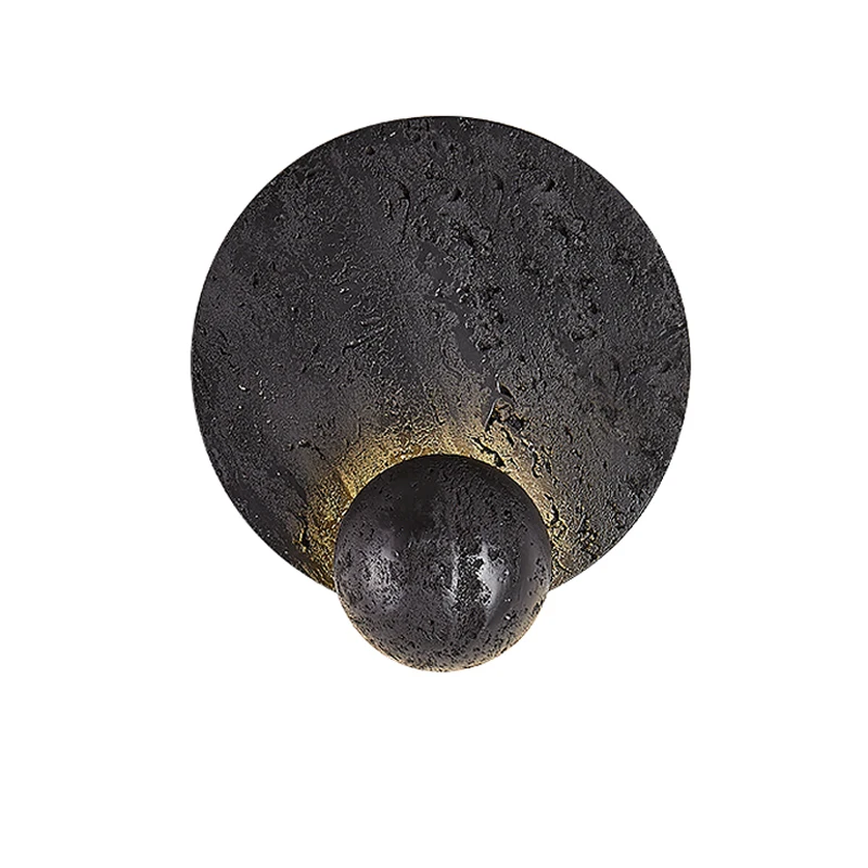 Naturalny czarny kamień jaskiniowy luksusowy lekka kreatywna do dekoracji domu w mieszkaniu Wabi Sabi sypialnia lampka ścienna LED (D230x260mm) — Zdjęcie 2 z 2