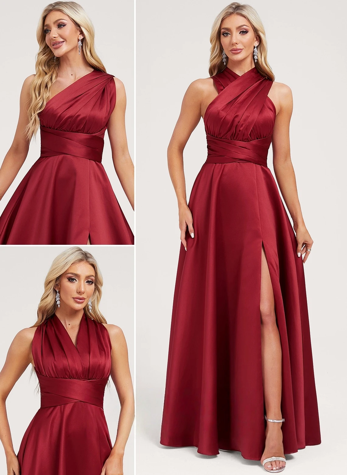 2026 Neues Damen-Abendkleid Lang mit Schlitz Chiffon-Brautjungfernkleid Elegantes Sexy A-Linien-Partykleid