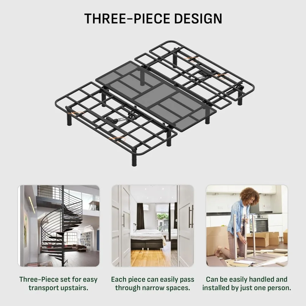 Verstellbarer Bettrahmen in Queen-Size-Größe, elektrische Basis mit verstellbaren Bettbeinen, Tagesdecke aus Oxford-Stoff, Fernbedienung
