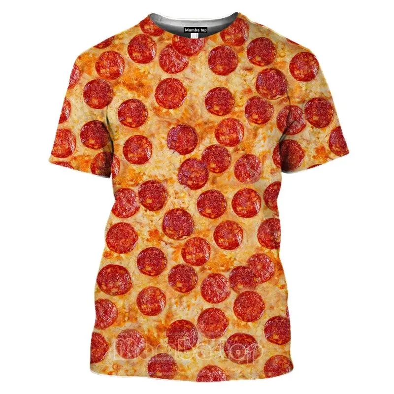 Summer Food Pizza 3D Harajuku Print Short Sleeve Crewneck Men Women Hip Hop Party Fun Normal Casual Fashion Personality T-shirt