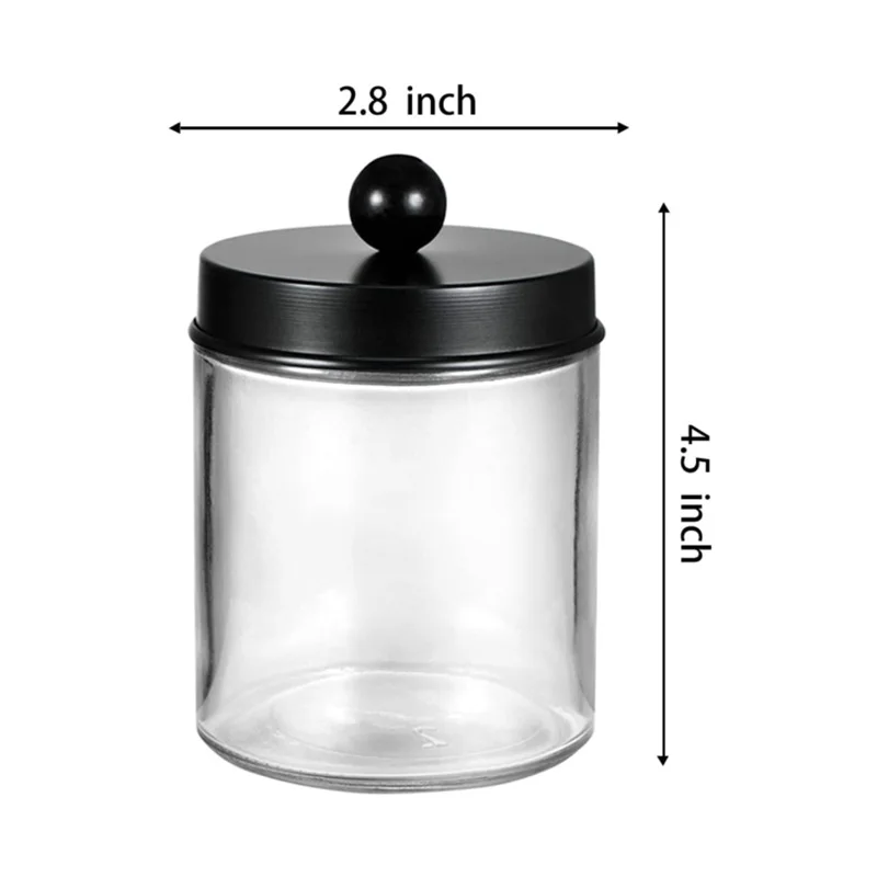 Glass Jar with Metal Covers, Bathroom Storage Bottle, Dental Floss Bottle, 4 Units, 270ml