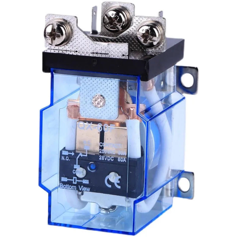 

JQX-60F 80A High Power Relay DC12V DC24V AC220V Copper Coil Fireproof Housing Relay