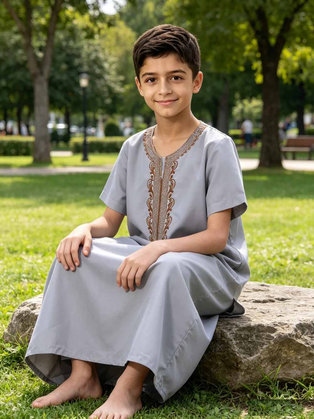 

Ethnic Embroidery Jubba Thobe Boys Saudi Arabic Robe Kids Kaftan Dubai Abaya Muslim Dress Daffah Dishdasha Djellaba Traditional