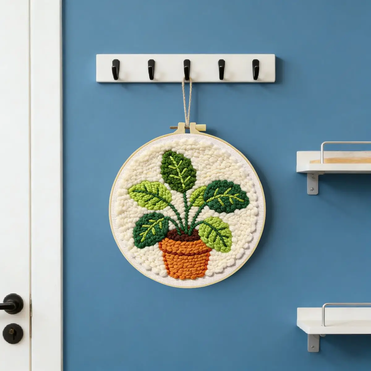 20X20CM/7,87 Zoll Blätter Stanznadel-Stickerei-Set, Stickerei-Kit, Gestrickte Stickerei, DIY Handgemachtes Geschenk, Nähkunst – Detail 3