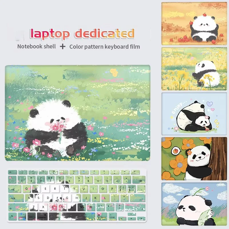 

DIY Cartoon Panda Laptop Case Sleeve Hard Shell Macbook Air 13 A1466 A2337 Protective Case Pro A2681 A2485 A2941 Lovely Sleeve