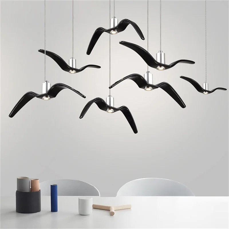 Nordic Art Creative Resin Brokis Chandelier Personality Seagull Bird Shape  Children's Room Restaurant Bar LED Lamps