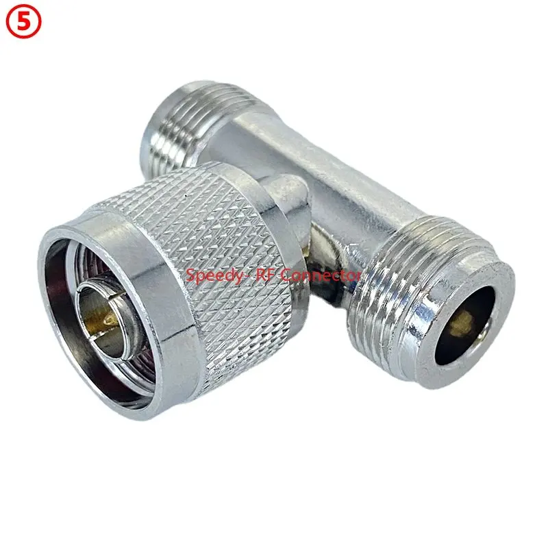 1Pcs N Type Tee Type 3Way Splitter Connector L16 N to N Male Female 90 Degree Right Angle Water Proof Fast Delivery Brass Copper