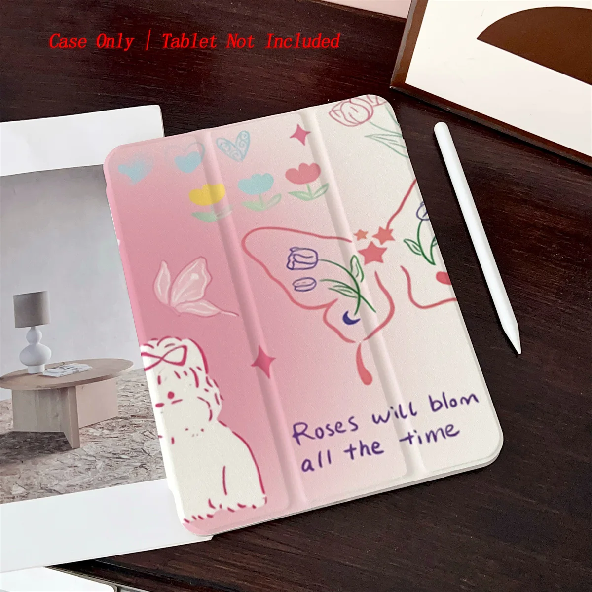 

Trendy Kawaii Cartoon Dog & Butterfly iPad Case For Apple iPad Pro 11/12.9 Air 3/4 10.9 Inch Mini 6 Fashion Cover