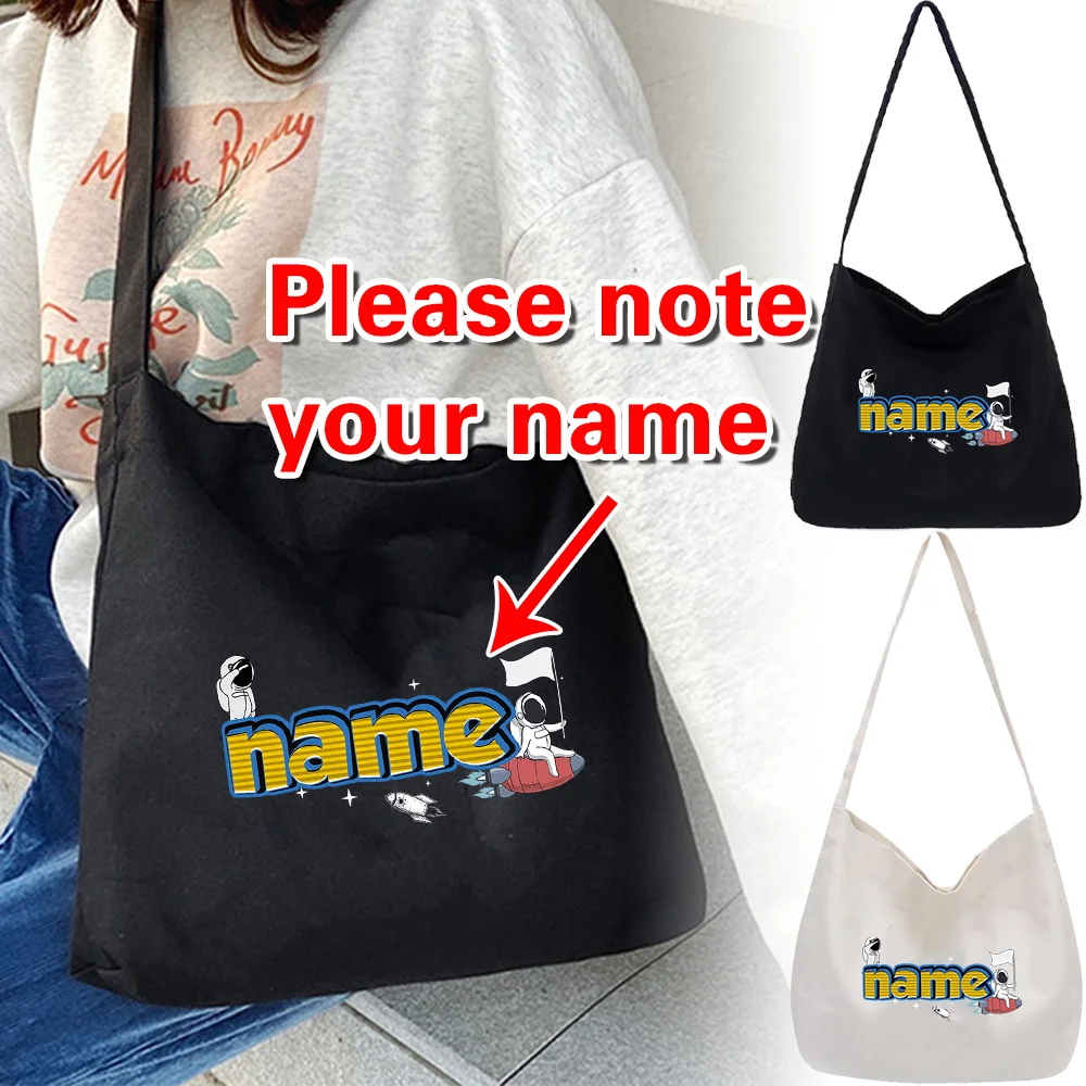 

Personalized Customized Name Shoulder Canvas Bag Long Strap Work Commuting Pack Shopping Pouch Multifunctional Storage Bags