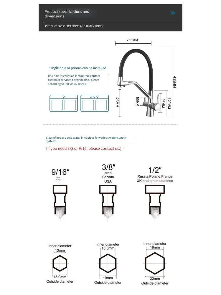 

Кухонный смеситель 3-в-1, полностью медный, с выдвижным распылителем, на одно отверстие, поворотный, для раковины, с подачей горячей и холодной воды, с фильтрацией питьевой воды