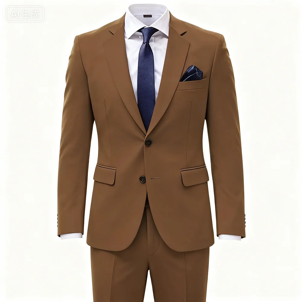 

Элегантный коричневый мужской свадебный костюм из трех предметов с курткой, брюками, жилетом - однобортный деловой пиджак с лацканами и вырезом, мужская одежда