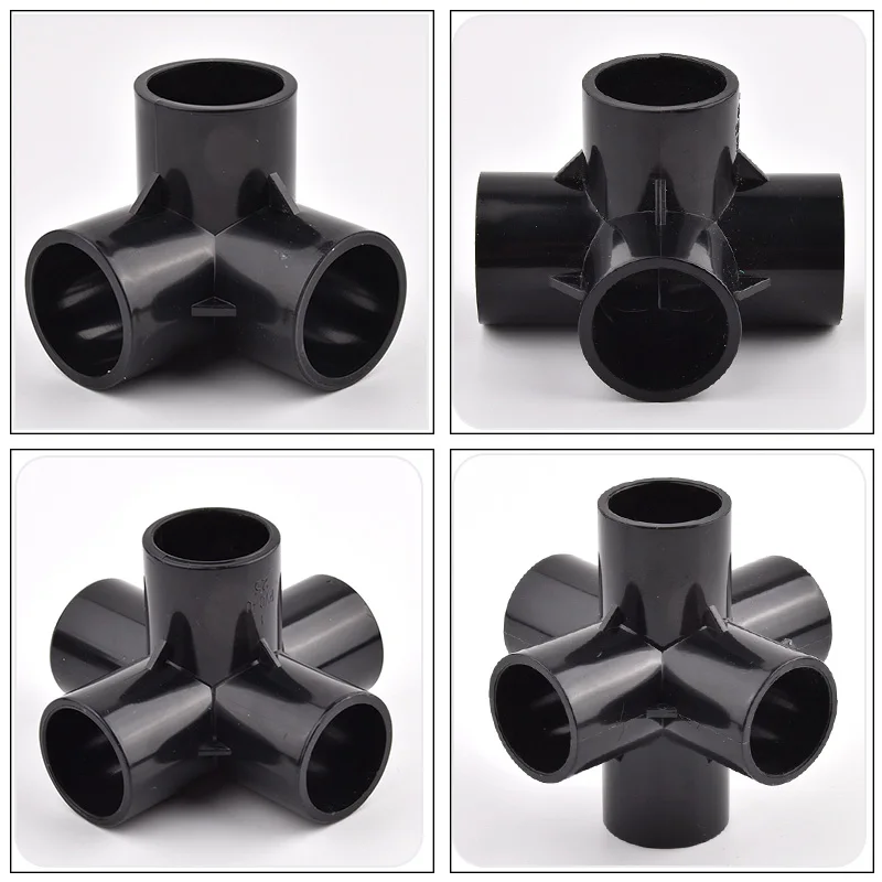 20-50mm Black UPVC Pipe Joint Straight Elbow Pipe Cap 3D Multi Port Connector Garden Fish Tank Water Supply Tube Fittings DIY