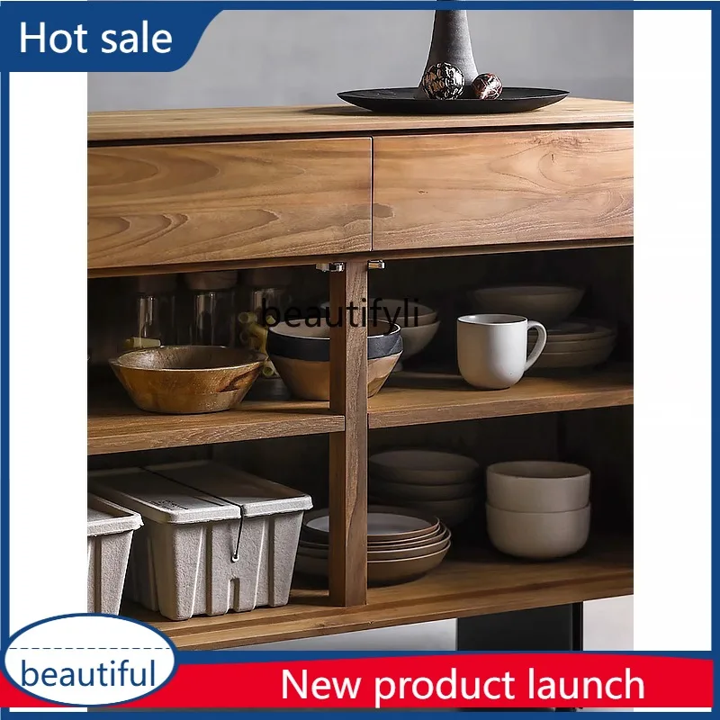 

cqy Nordic Braided Rope Sideboard Cabinet Solid Wood Entryway TV Cabinet Simple Modern Living Room Tea Storage Cabinet