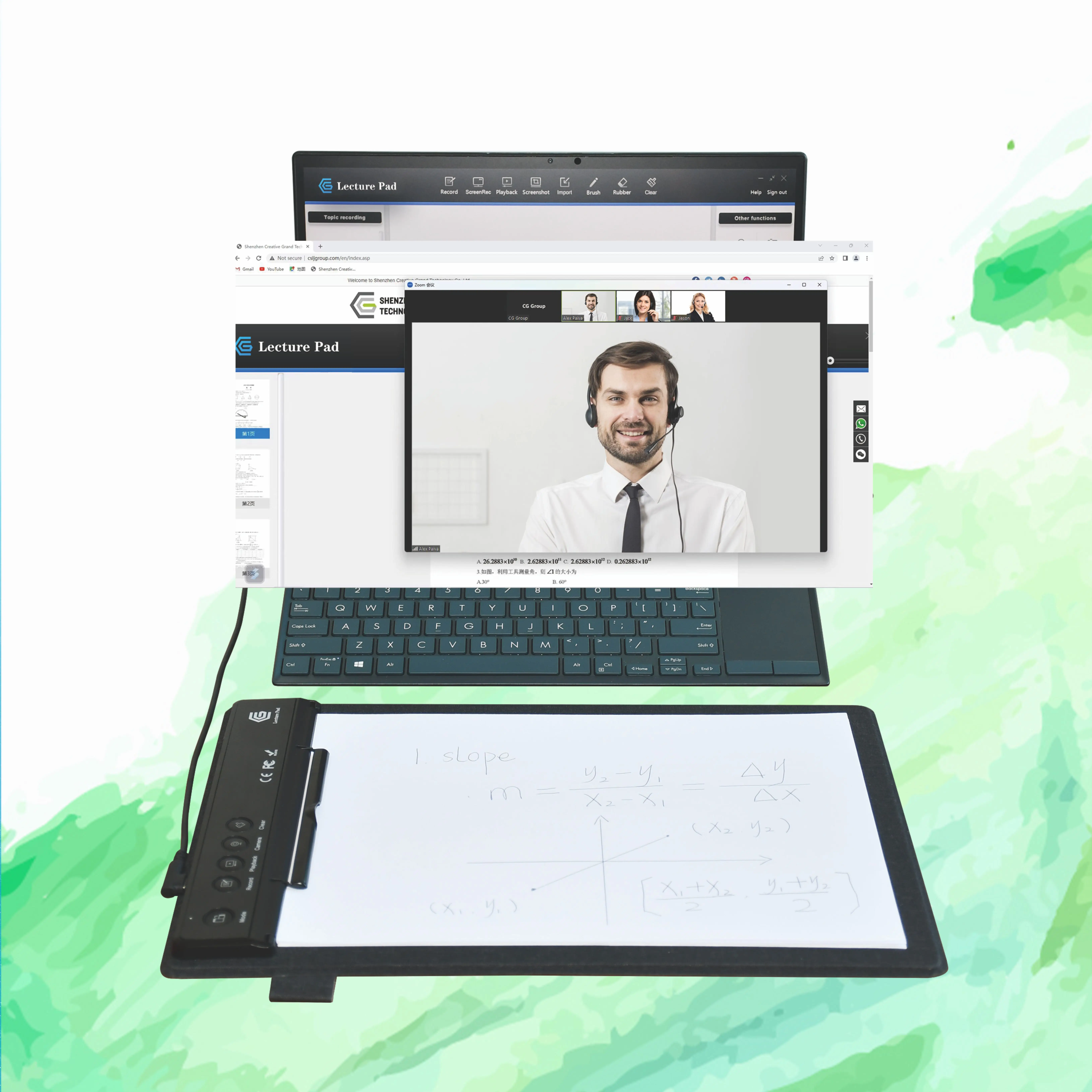 Graphics Tablet USB-C Interface A4 Writing Area Lecture Pad System Compatible for Writing Screen Sharing Recording Teaching