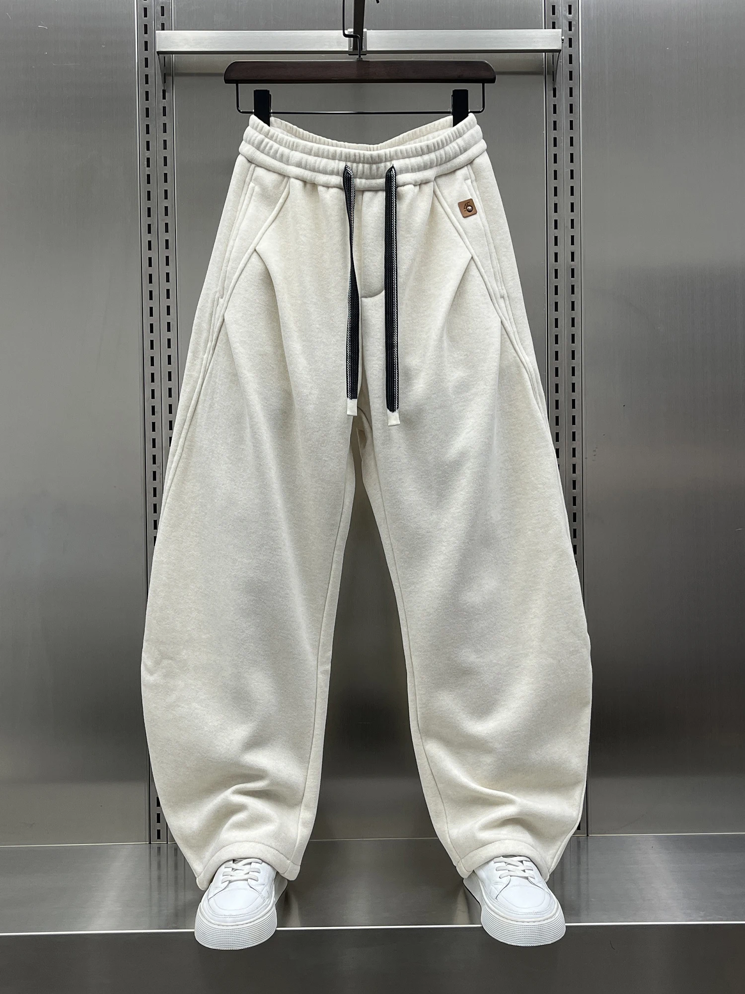 

Trendy Youth Men's Fce Lined Straight Leg Casual Pants Sli Winter Faion Loose Fit Korean Sle Warm Straight Tube Tr...