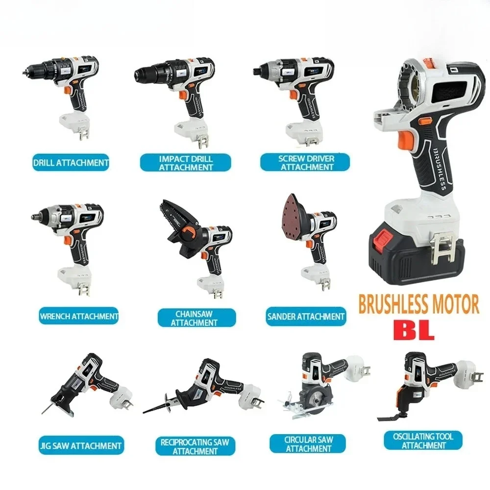 Compatible 18V Brushless  10 In 1/12-in-1 Multi Chainsaw Drill Jig/reciprocating/circular Saw Oscillating Tool Combo