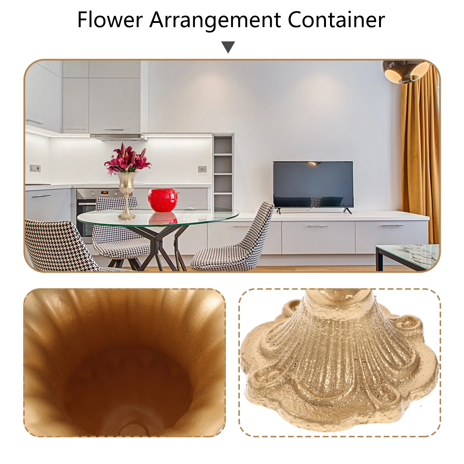 

Vase Iron Flower Pot Decorative Golden European Style Home Wedding Hotel Desktop Flower Arrangement Container Delicate