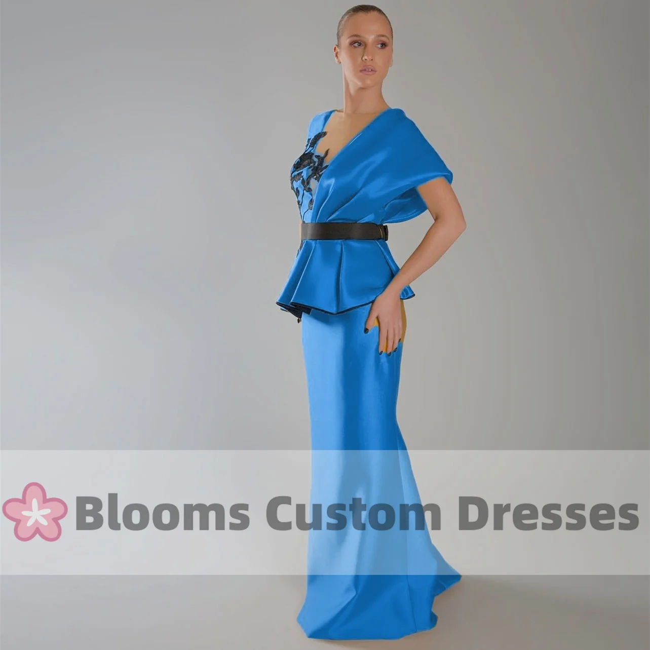 

Blooms Appliques Sash Satin Mother Of Bride Dress Evening Dresses 2024 Sleeveless Long Formal Occasion Gown Customize Prom Dress