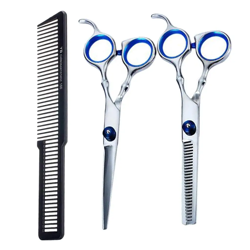 

Hairdressing Hair Cutting Scissors Thinners Salon Haircut and Comb Blue