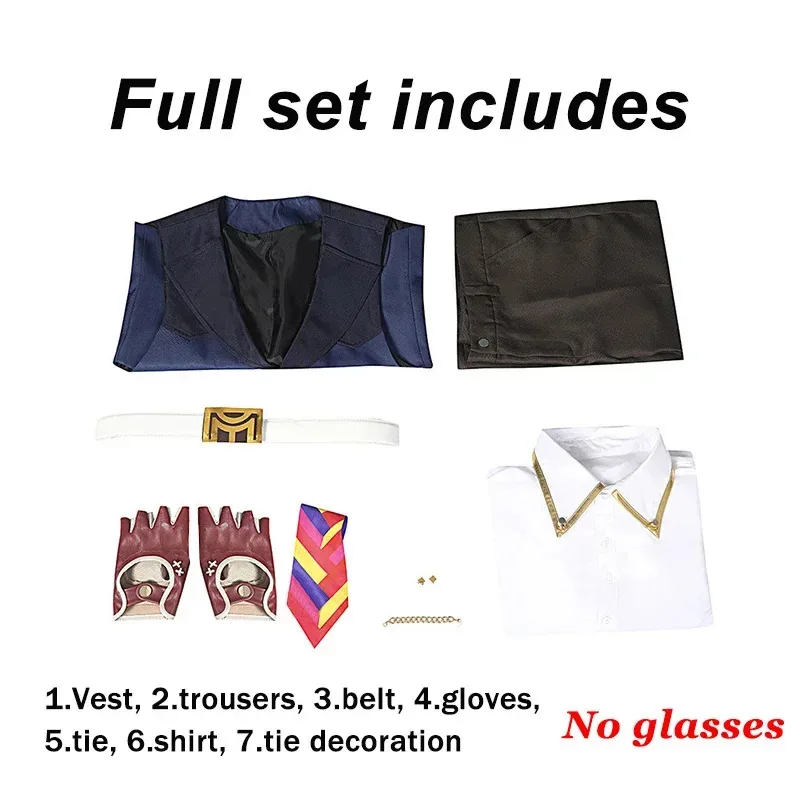 Game VALORANT Chamber Cosplay Costume White Shirt Vest Pants Belt Gloves Tie Custom Suit Halloween Carnival Costume for Men