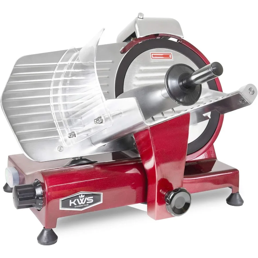 

KWS MS-10XT Premium 320W Electric Meat Slicer with 10-Inch Non-stick Teflon Blade for Frozen Meat Deli Cheese and Food Slicing
