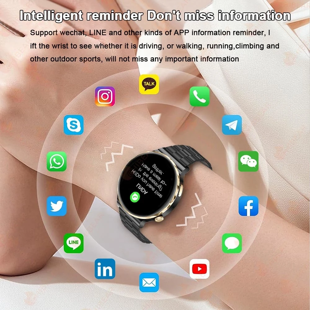 2024 Nieuwe Mode Vrouwen Smart Watch Hartslag Gps Sport Fitness Horloge Waterdicht Voice Call Amoled Smart Watch Voor Android Ios