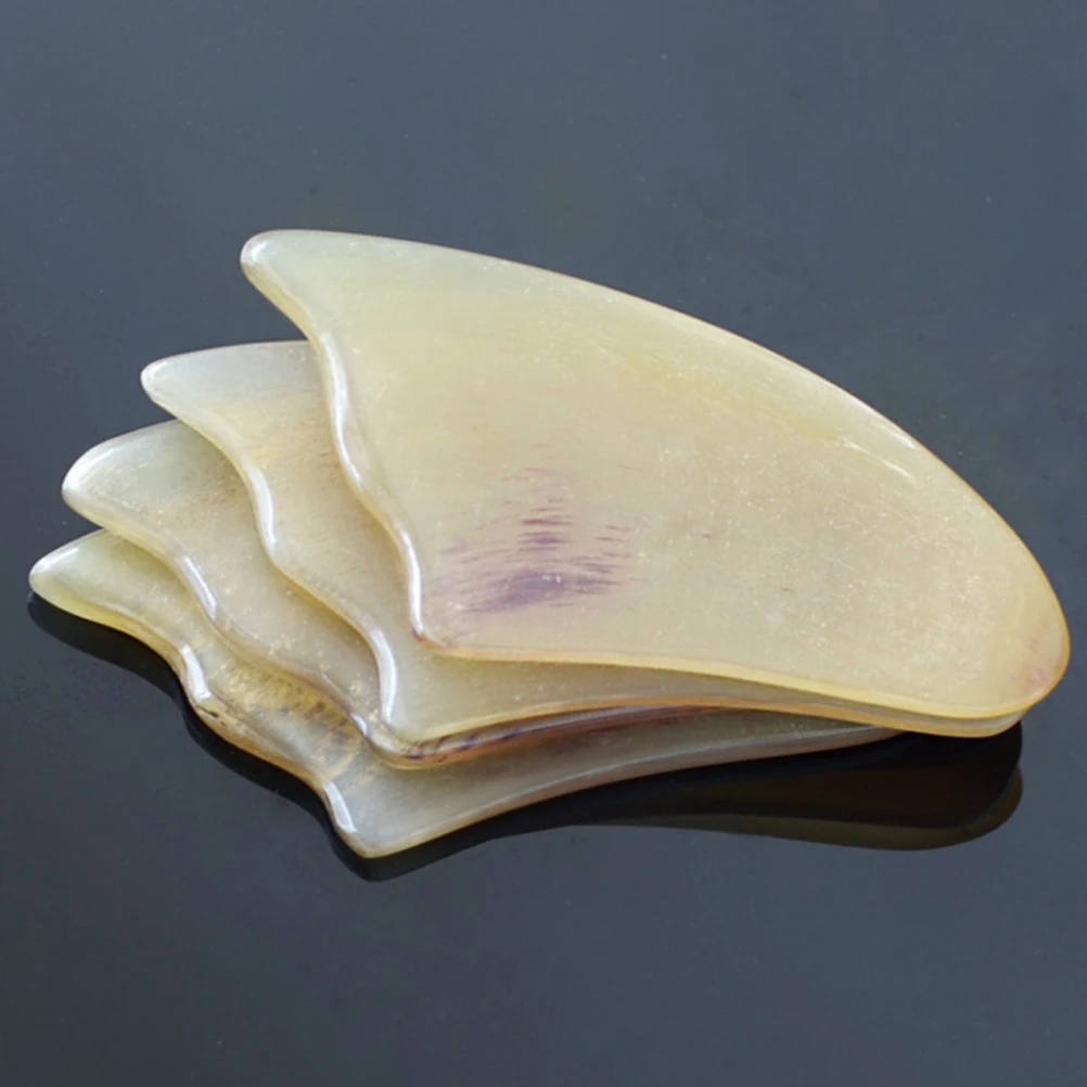 

2 pcs Natural Sheep Horn Scraping Board Facial Body Massage Tool Long Lasting Portable Static Free Delicate Skin Care Back