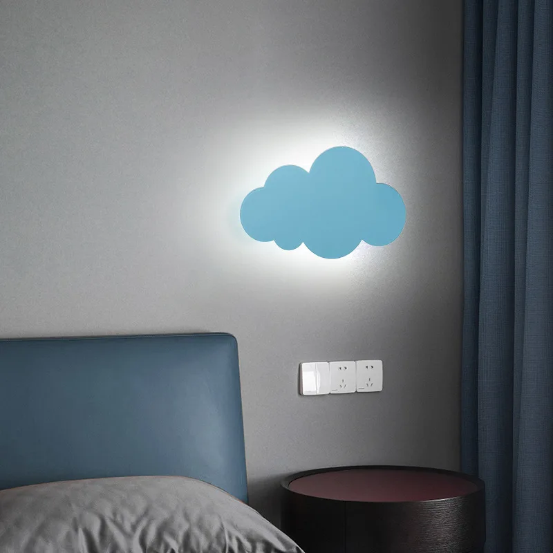 Luz de pared de nube Macaro, lámpara de cabecera de dormitorio de dibujos animados, lámpara de pared decorativa, arte de personalidad creativa,