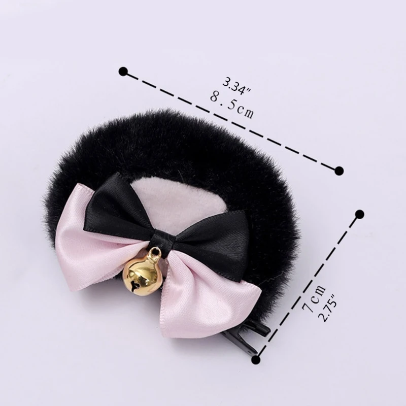 Faux Fur Bear Ears Hair Clip Sweet Double Bowknot Cosplay Hairpins