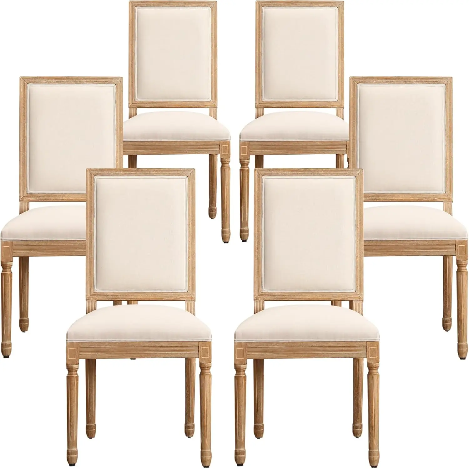 Furniliving French Country Dining Chairs Set Of 6, Upholstered Dining Room Chairs With Back Farmhouse Kitchen Chairs For Living