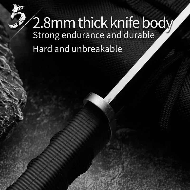 EDC Mini Samurai Combat Knife Outdoor Tactical Military Fixed Knives 440C Blade ABS Plastic Handle Hunting Survival Gear Tools