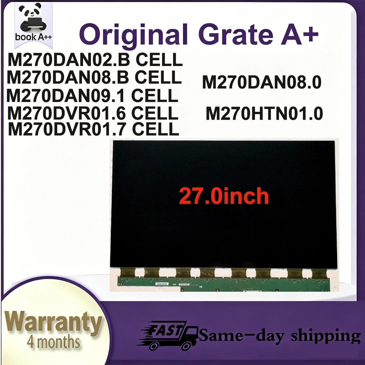 

Original New A+27"IPS LCD Screen glass M270DAN02.B M270DAN08.0 M270DAN08.B M270DAN09.1 M270DVR01.6 M270DVR01.7 M270HTN01.0