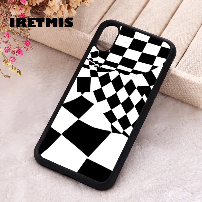 Iretmis 5 5S SE 2020 phone cover cases for iphone 6 6S 7 8 Plus X Xs Max XR 11 12 13 MINI 14 Pro Soft Silicone TPU Checkerboard