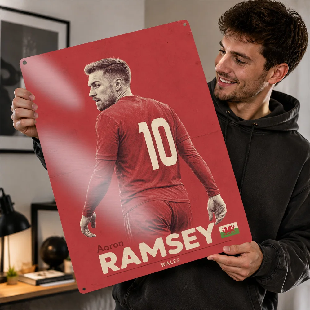 Aaron Ramsey Football Printed Poster Personalized Aluminum Metal Sign Club Legacy Style Wall Art Ideal For Bedroom Or Home Gym