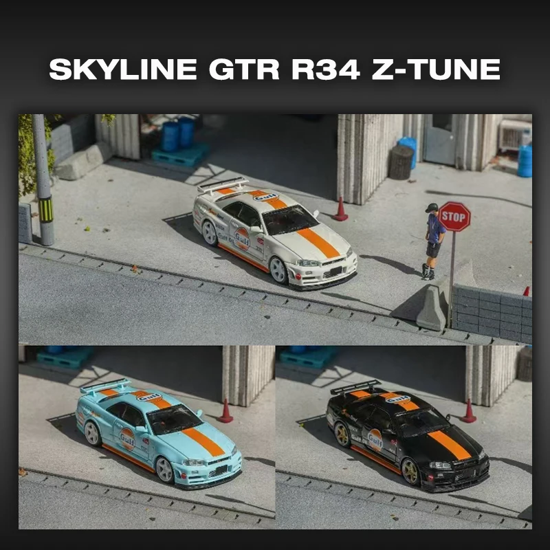 

FUJI In Stock 1:64 Skyline GTR R34 Z Tune Diecast Diorama Car Model Collection Miniature Toys